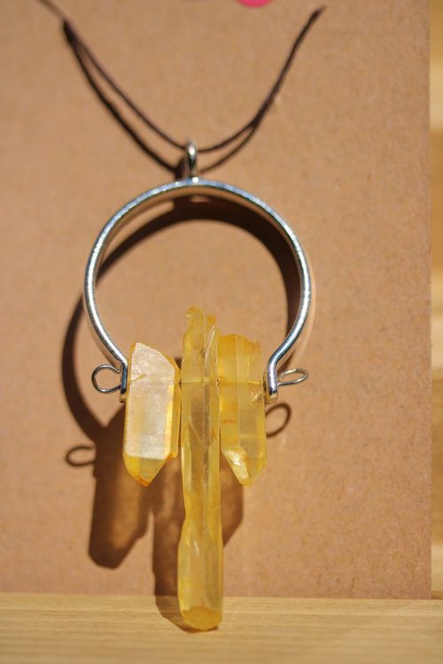 Triple Citrine Point Pendant