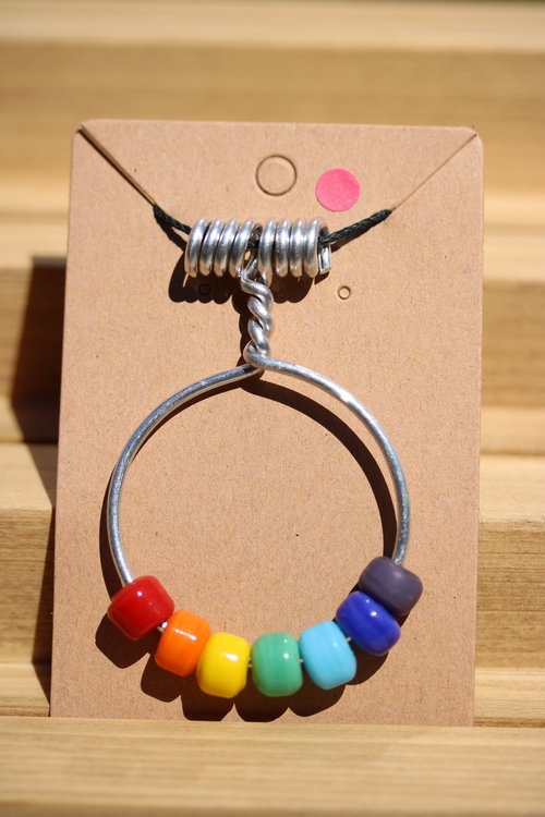 Viking Age Rainbow Beaded Wire Pendant