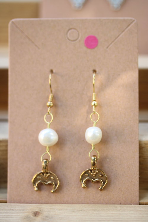 River of the Moon Pearl & Lunula Crescent Moon Earrings