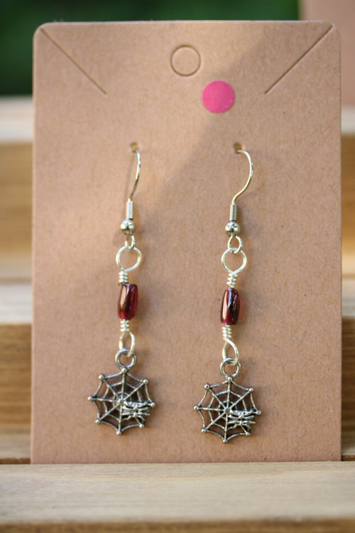 Blood Spider Garnet Dangle Earrings