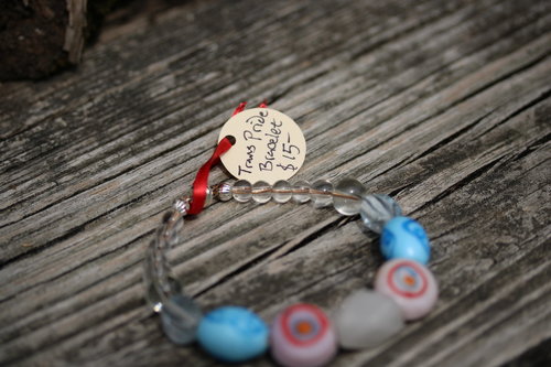 Trans Pride Glass and Stone Beaded Bracelet or Anklet