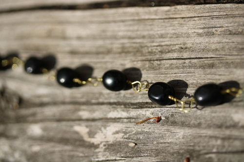 Hefty Fluorite and Onyx Beaded Chain Necklace for Healing, Protection, and Mental Strength