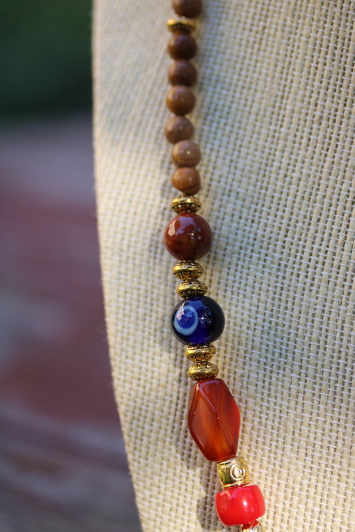 Fiery Wall of Protection Evil Eye Bottle Amulet Necklace