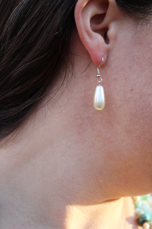 Slender Teardrop Pearl Earring Pair or Single - Renaissance, Bridal, Modern, Minimalist Girl with the Pearl Earring