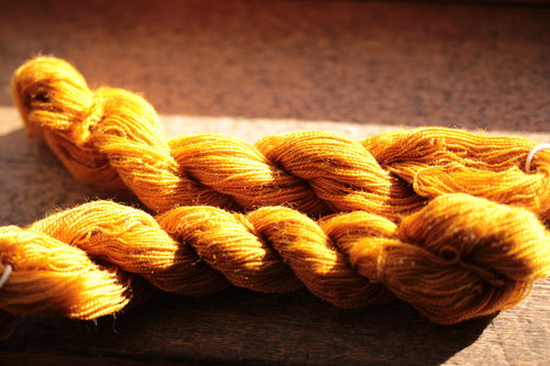 Deep Gold Mushroom Dyed Wool Thread/Yarn for Embroidery, Tapestry, Lucet, Tablet Weaving, Etc