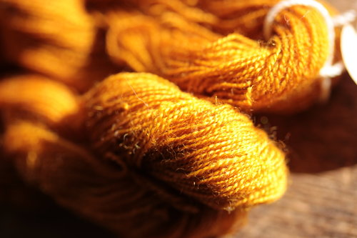 Deep Gold Mushroom Dyed Wool Thread/Yarn for Embroidery, Tapestry, Lucet, Tablet Weaving, Etc