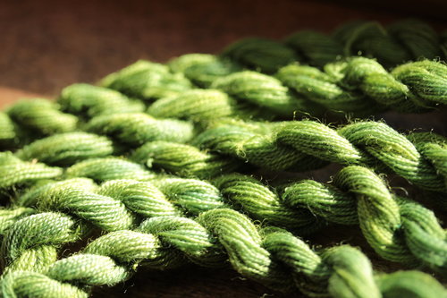 Bright Green Plant Dyed Wool Thread/Yarn for Embroidery, Tapestry, Lucet, Tablet Weaving, Etc