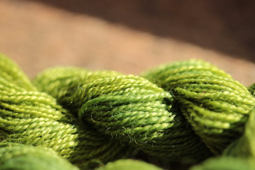 Bright Green Plant Dyed Wool Thread/Yarn for Embroidery, Tapestry, Lucet, Tablet Weaving, Etc