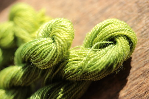 Bright Green Plant Dyed Wool Thread/Yarn for Embroidery, Tapestry, Lucet, Tablet Weaving, Etc