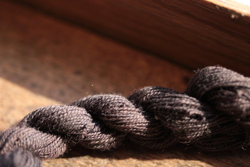 Charcoal Black Plant Dyed Wool Thread Roman Style