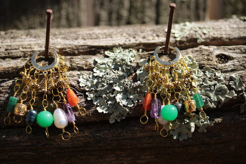 Multi-Colored Gemstone Earrings Byzantine Style