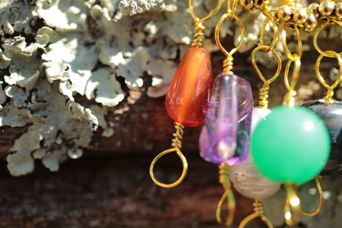 Multi-Colored Gemstone Earrings Byzantine Style