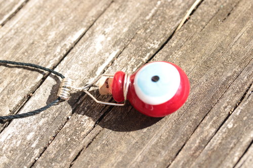 Fiery Wall of Protection Evil Eye Bottle Pendant