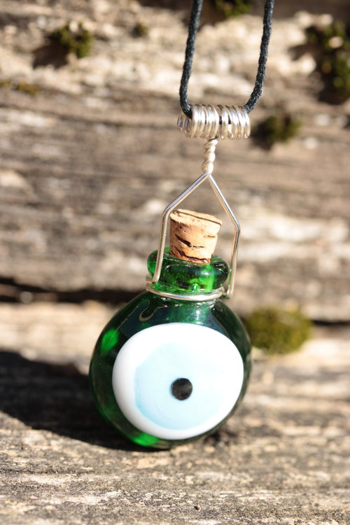 Protect My Health Evil Eye Bottle Pendant