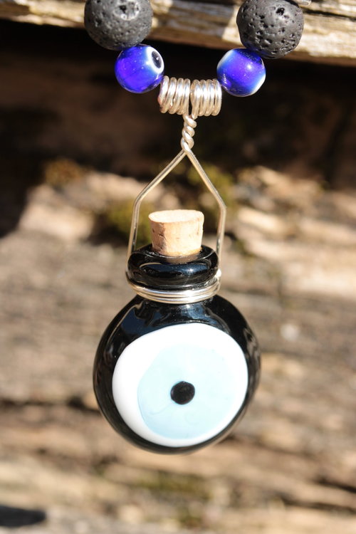 Protection From Enemies Black Evil Eye Bottle Amulet Necklace