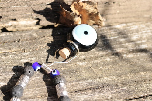 Protection From Enemies Black Evil Eye Bottle Amulet Necklace