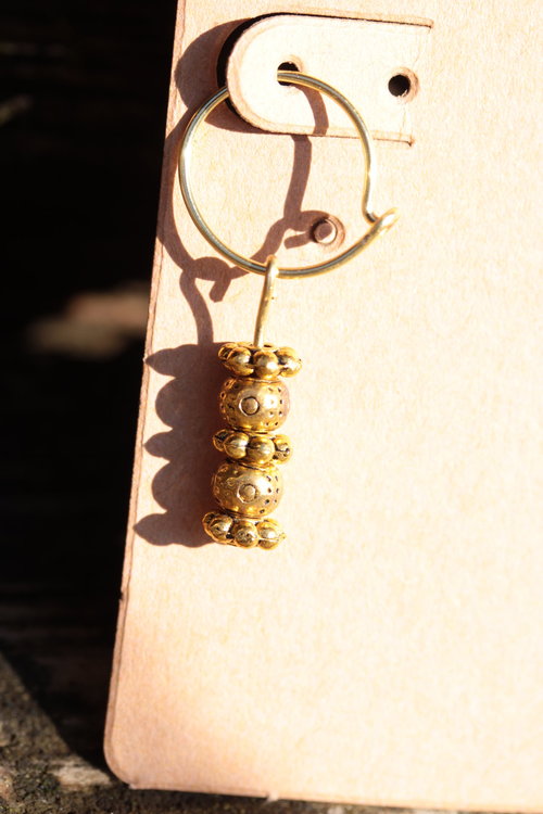 Golden Dangle Hoop Earrings Inspired by Ancient Artifacts