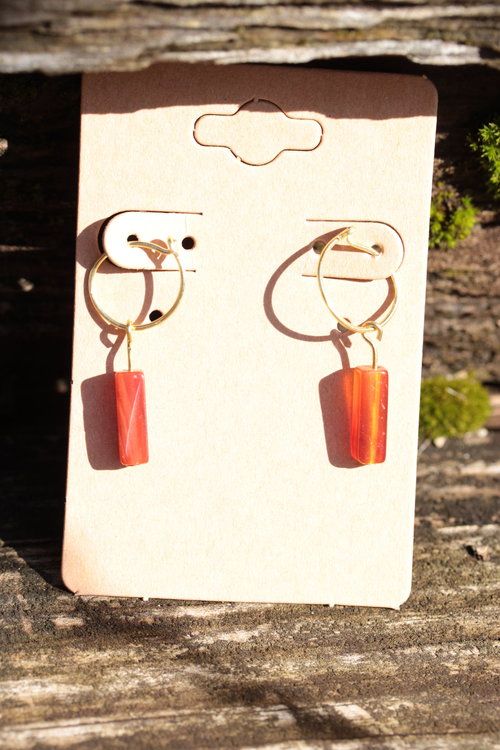 Carnelian Dangle Hoop Earrings Inspired by Ancient Artifacts