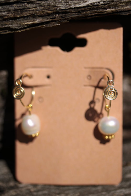 Spiral Hoop Pearl Earrings Inspired by Ancient Artifacts