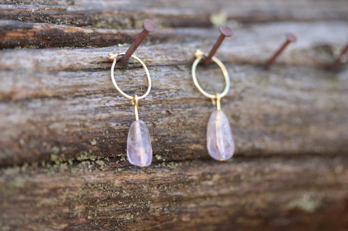 Amethyst Dangle Hoop Earrings Inspired by Ancient Artifacts