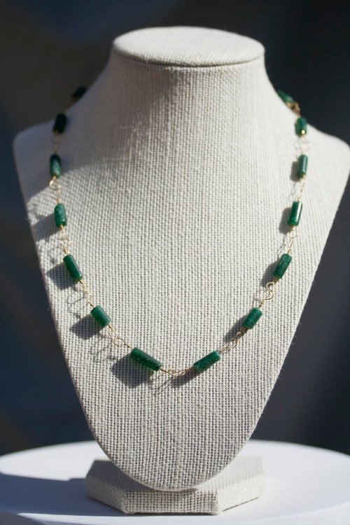 Imperial Roman Emerald Green Aventurine Beaded Chain Necklace Portrait Interpretation Reproduction Available in Multiple Sizes