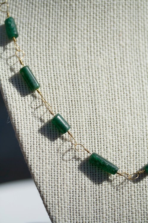 Imperial Roman Emerald Green Aventurine Beaded Chain Necklace Portrait Interpretation Reproduction Available in Multiple Sizes