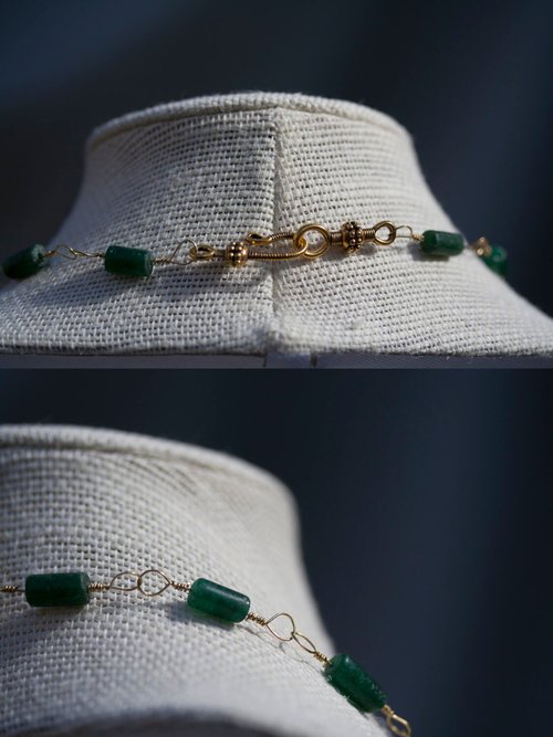 Imperial Roman Emerald Green Aventurine Beaded Chain Necklace Portrait Interpretation Reproduction Available in Multiple Sizes