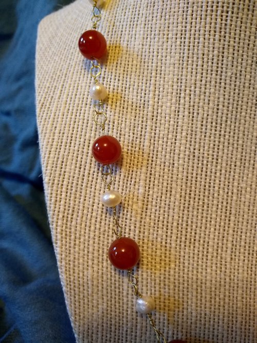 Carnelian and Pearl Ancient Imperial Roman Byzantine Necklace