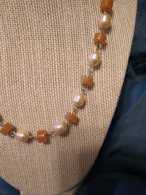 Ancient Imperial Roman Carnelian and Freshwater Pearl Necklace Byzantine Style w Magnetic Clasp