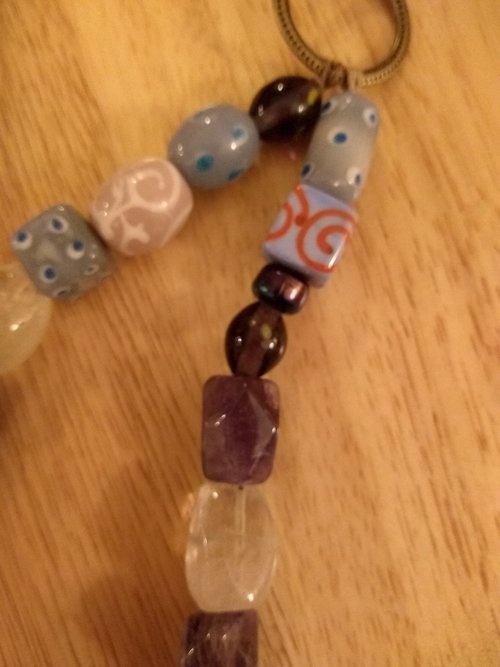 Double Strand, Mostly PURPLE Viking Style Glass Amethyst and Quartz Treasure Bead Festoons Swags Strands Medieval Dark Ages SCA