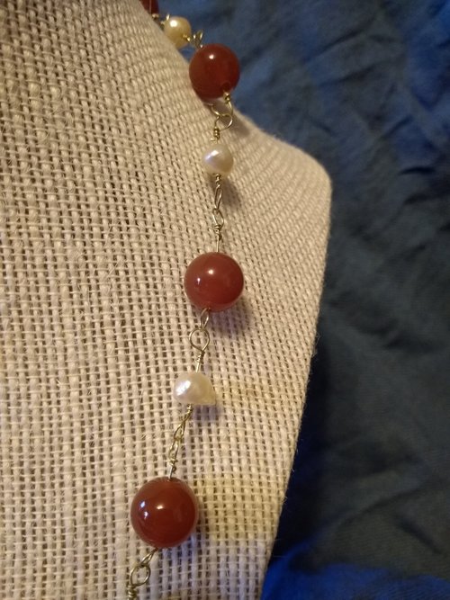 Carnelian and Pearl Ancient Imperial Roman Byzantine Necklace