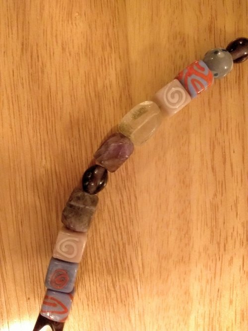 Mostly PURPLE Viking Style Glass Amethyst and Quartz Necklace With Pendant Treasure Bead Festoons Swags Strands Medieval Dark Ages SCA