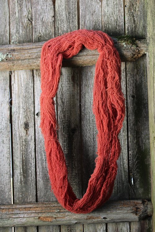Light Red Naturally Dyed Handspun Singles Yarn Great for Doll Hair, Dyed with Madder Root