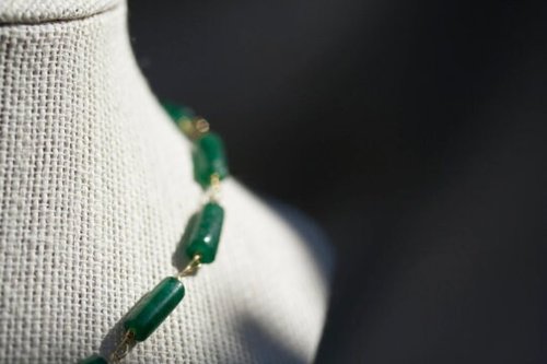 Imperial Roman Emerald Green Aventurine Beaded Chain Necklace Portrait Interpretation Reproduction Available in Multiple Sizes