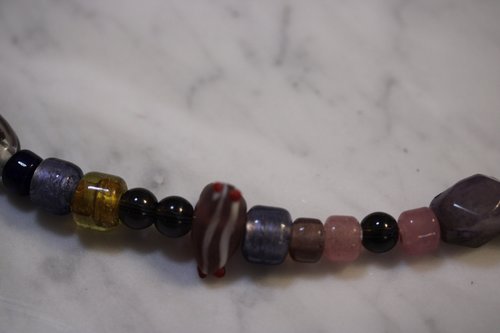 Purple and Pink Viking Style Treasure Bead Festoon with Foiled Glass, Lampwork, Amethyst - Norse SCA Medieval LARP
