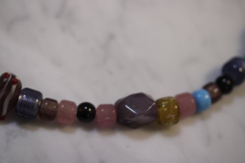 Purple and Pink Viking Style Treasure Bead Festoon with Foiled Glass, Lampwork, Amethyst - Norse SCA Medieval LARP