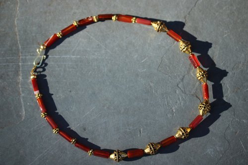 Carnelian and Brass Necklace Inspired by Ancient Egypt Greece Rome for Personal Adornment Historical Interpretation SCA LARP