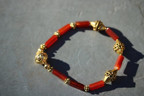 Carnelian and Brass Bracelet Inspired by Ancient Egypt Greece Rome for Personal Adornment Historical Interpretation SCA LARP