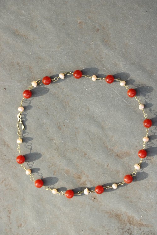 Carnelian and Pearl Ancient Imperial Roman Byzantine Necklace