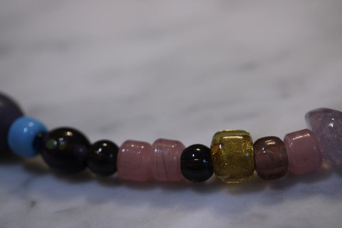 Purple and Pink Viking Style Treasure Bead Festoon with Foiled Glass, Lampwork, Amethyst - Norse SCA Medieval LARP