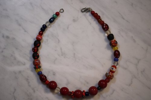 Viking Treasure Festoon Inspired Statement Necklace and Lampwork and Recycled Glass - Norse SCA Medieval LARP