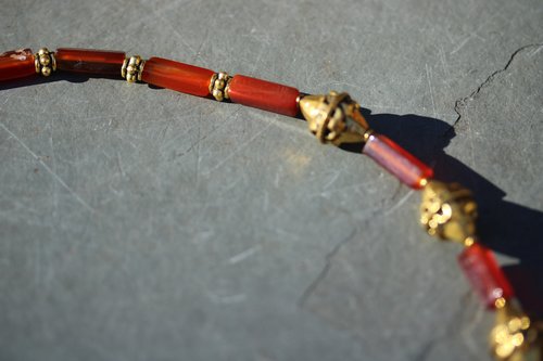 Carnelian and Brass Necklace Inspired by Ancient Egypt Greece Rome for Personal Adornment Historical Interpretation SCA LARP