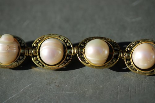 Large Pearls in Brass Bead Frames Inspired by Roman Medieval Renaissance Victorian Jewels for Personal Adornment SCA LARP Vintage Look