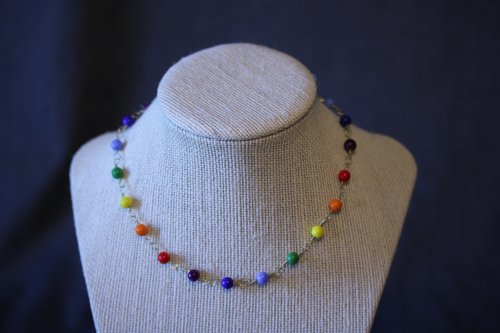 Ancient Roman Style LGBT+ PRIDE Colors Necklace with Glass Beads Captured on Handmade Chain for the SCAdian LARPer or General Queer Human
