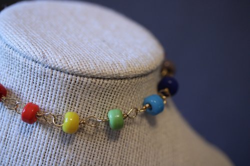 GAY PRIDE Rainbow Colors Youth Necklace or Adult Bracelet with Ancient Roman Beaded Chain Technique GLBT+ Queer Love is Love