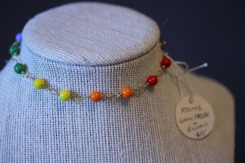 GAY PRIDE Rainbow Colors Youth Necklace or Adult Bracelet with Ancient Roman Beaded Chain Technique