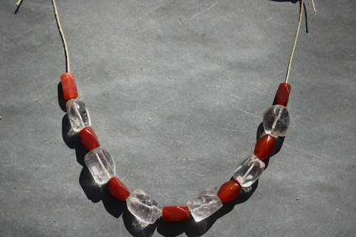 Faceted Carnelian and Rock Crystal Reproduction Viking Age Bead Festoon Copied from Norse Artifacts SCA LARP Living History Real Gemstones