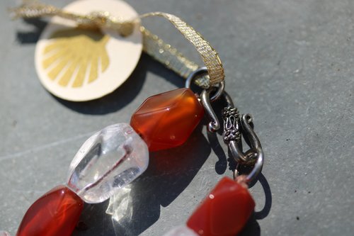 Viking Age Reproduction Necklace or Festoon of Faceted Carnelian and Rock Crystal Quartz