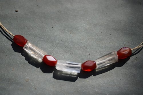 Reproduction Viking Age Faceted Carnelian and Rock Crystal Bead Festoon Copied from Norse Artifacts SCA LARP Living History Real Gemstones