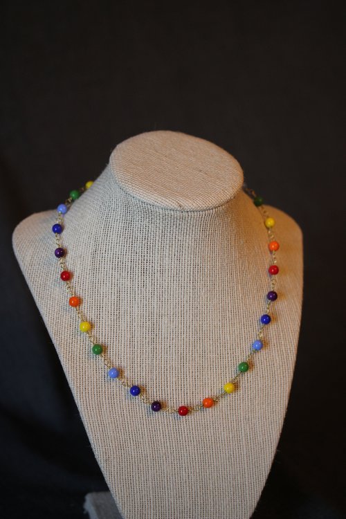 Ancient Roman Style QUEER PRIDE Colors Necklace with Glass Beads Captured on Handmade Chain LGBT+ SCAdian LARPer